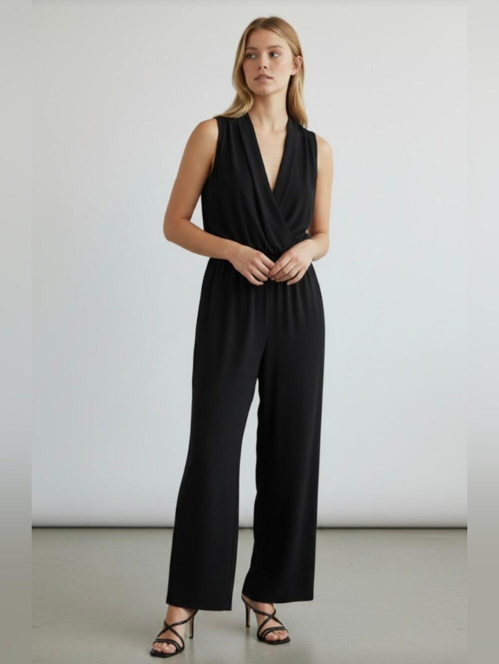 NWOT! H & M! ULTRA GLAM BLACK SHEER V NECK TOP, WIDE LEG JUMPSUIT, ONESIE! SZ 12